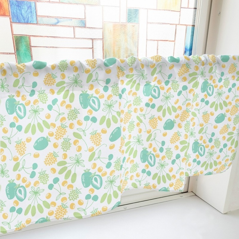 P・O・Pプロダクツ カフェカーテン W1000 41687　ベリー　緑 1枚（ご注文単位1枚）【直送品】