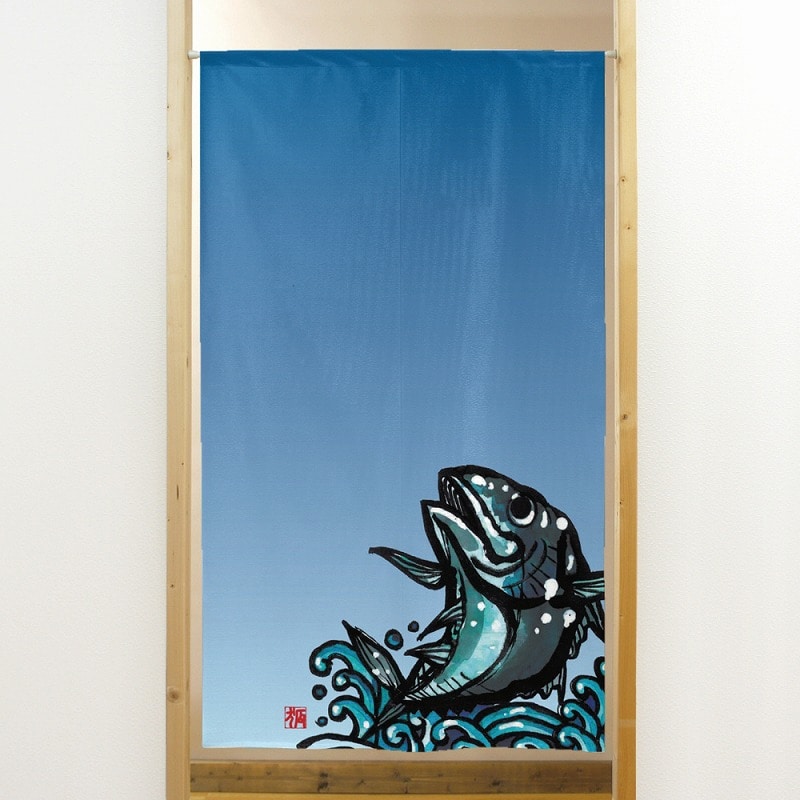 P・O・Pプロダクツ 市松レースのれん 41855 魚 1枚(ご注文単位1枚)【直送品】