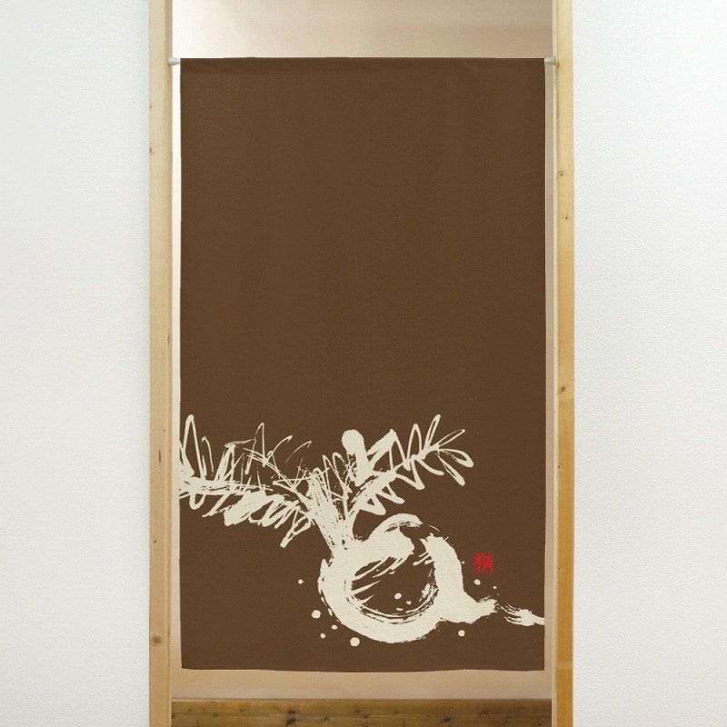 P・O・Pプロダクツ 市松レースのれん 41857 かぶ ベージュ-茶 1枚(ご注文単位1枚)【直送品】