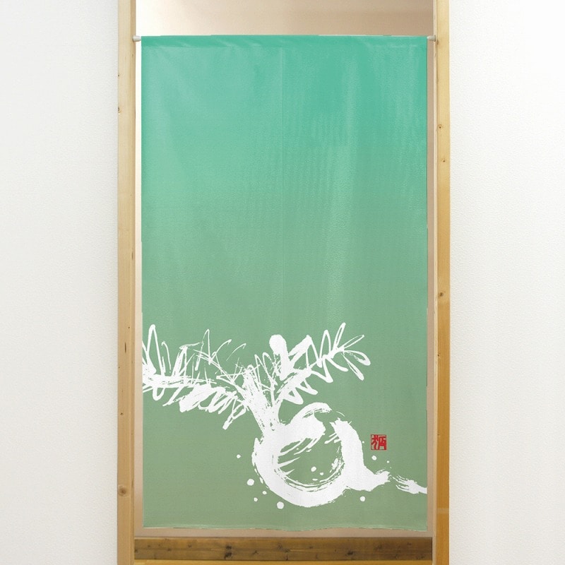 P・O・Pプロダクツ 市松レースのれん 41859 かぶ 白-緑 1枚(ご注文単位1枚)【直送品】