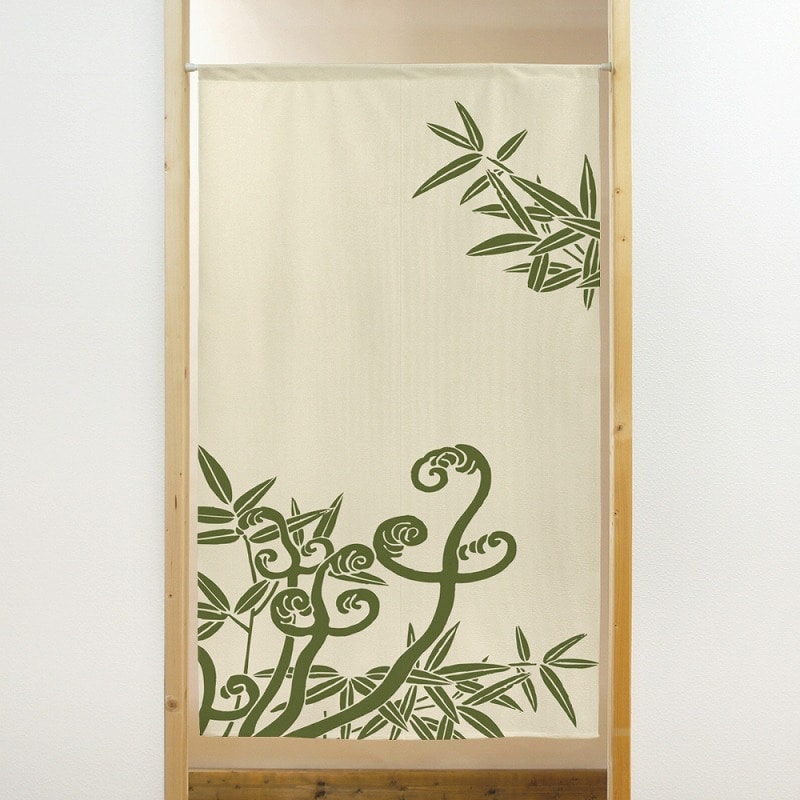 P・O・Pプロダクツ 市松レースのれん 41865 わらび・笹 緑 1枚(ご注文単位1枚)【直送品】