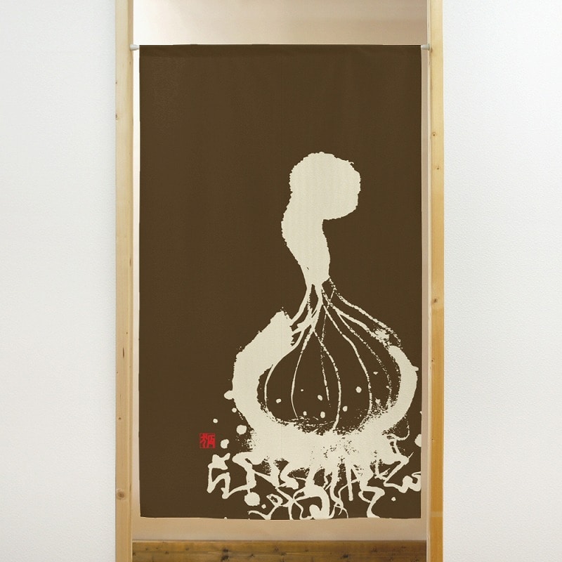 P・O・Pプロダクツ 市松レースのれん  41878　たまねぎ　茶地 1枚（ご注文単位1枚）【直送品】