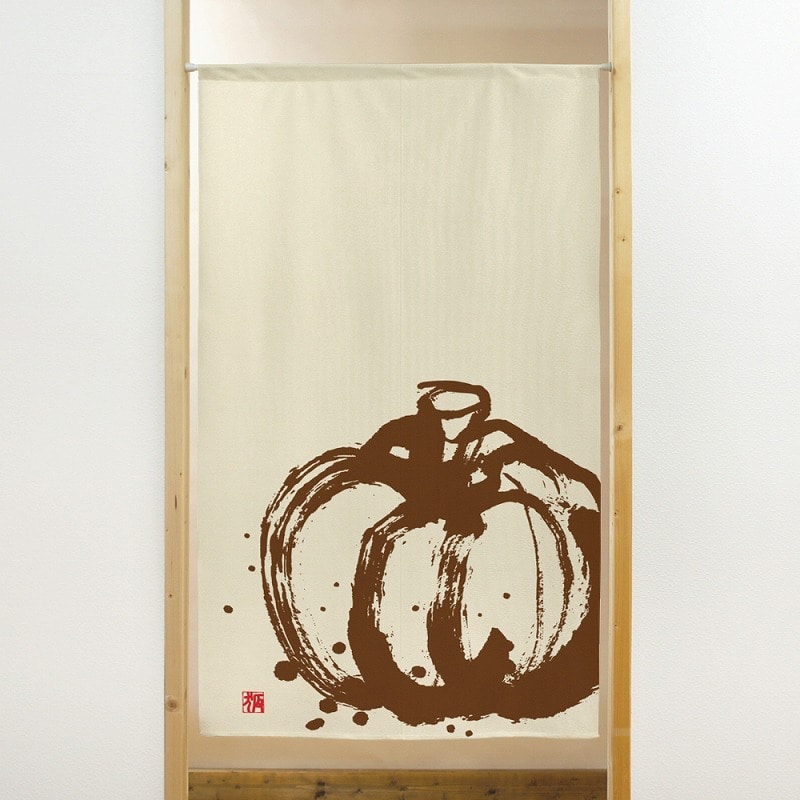 P・O・Pプロダクツ 市松レースのれん 41883 かぼちゃ 茶 1枚(ご注文単位1枚)【直送品】