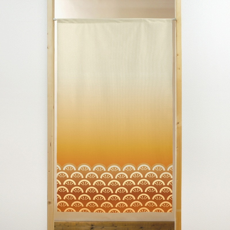 P・O・Pプロダクツ 市松レースのれん 41889 青海波 オレンジ地 1枚(ご注文単位1枚)【直送品】