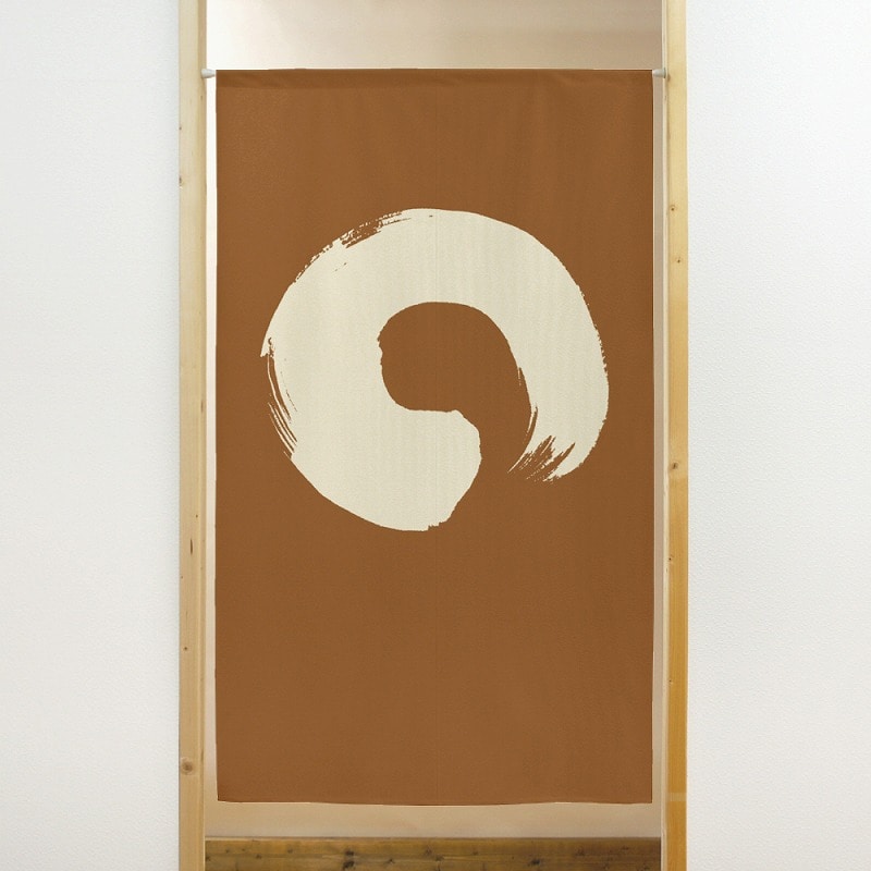 P・O・Pプロダクツ 市松レースのれん  41892　丸　ベージュ-茶 1枚（ご注文単位1枚）【直送品】