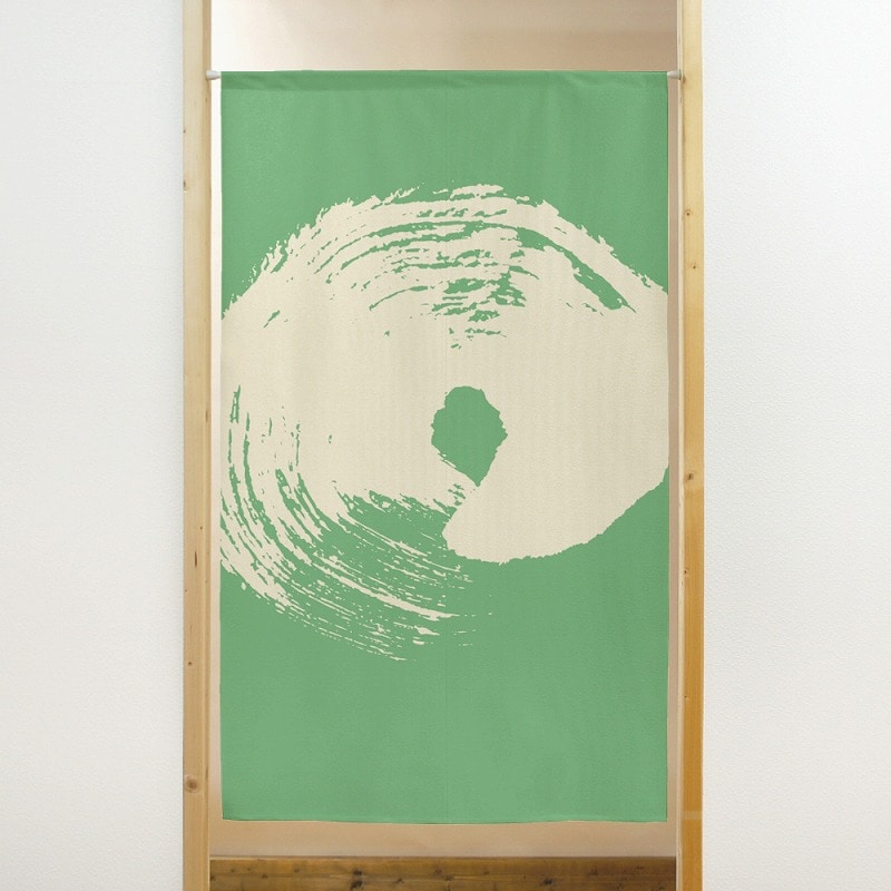 P・O・Pプロダクツ 市松レースのれん 41917 丸 ベージュ-緑 1枚(ご注文単位1枚)【直送品】