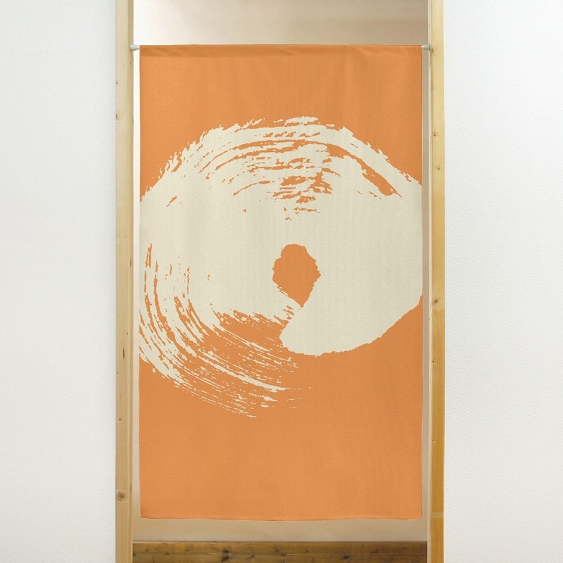 P・O・Pプロダクツ 市松レースのれん 41919 丸 ベージュ-オレンジ 1枚(ご注文単位1枚)【直送品】