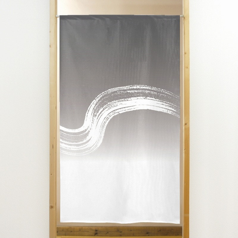 P・O・Pプロダクツ 市松レースのれん  41940　擦れ流線　グレー 1枚（ご注文単位1枚）【直送品】