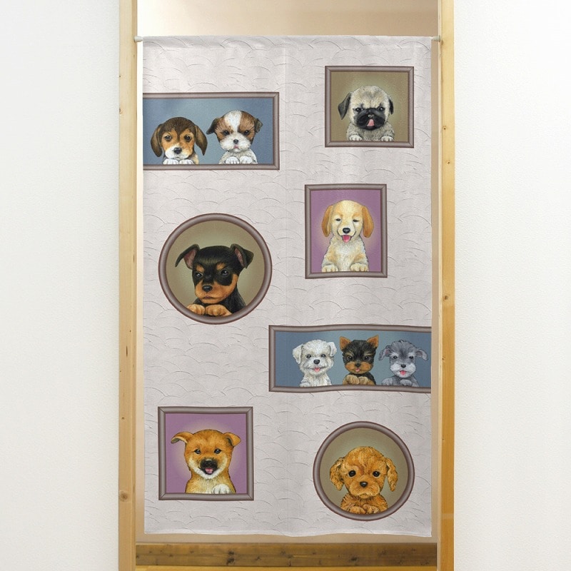 P・O・Pプロダクツ 市松レースのれん  41980　額縁に犬 1枚（ご注文単位1枚）【直送品】