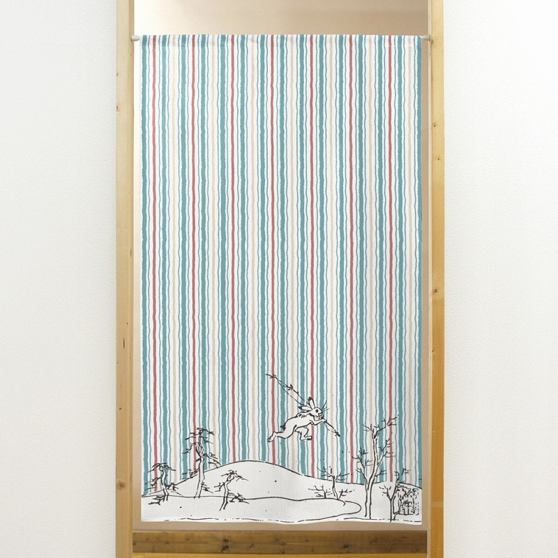 P・O・Pプロダクツ 市松レースのれん  42022　鳥獣　縞 1枚（ご注文単位1枚）【直送品】