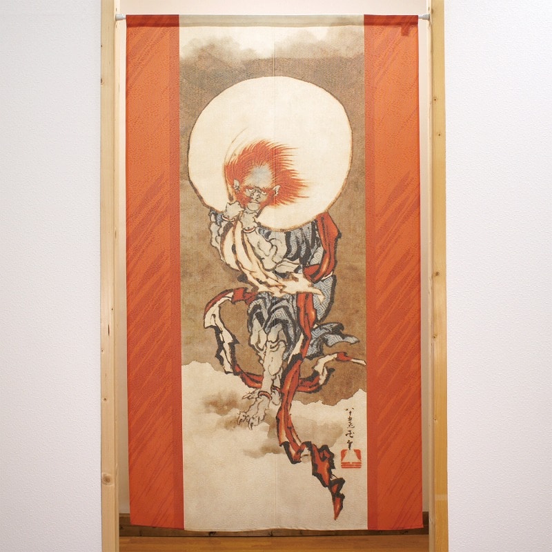 P・O・Pプロダクツ 市松レースのれん  42357　北斎　風神 1枚（ご注文単位1枚）【直送品】