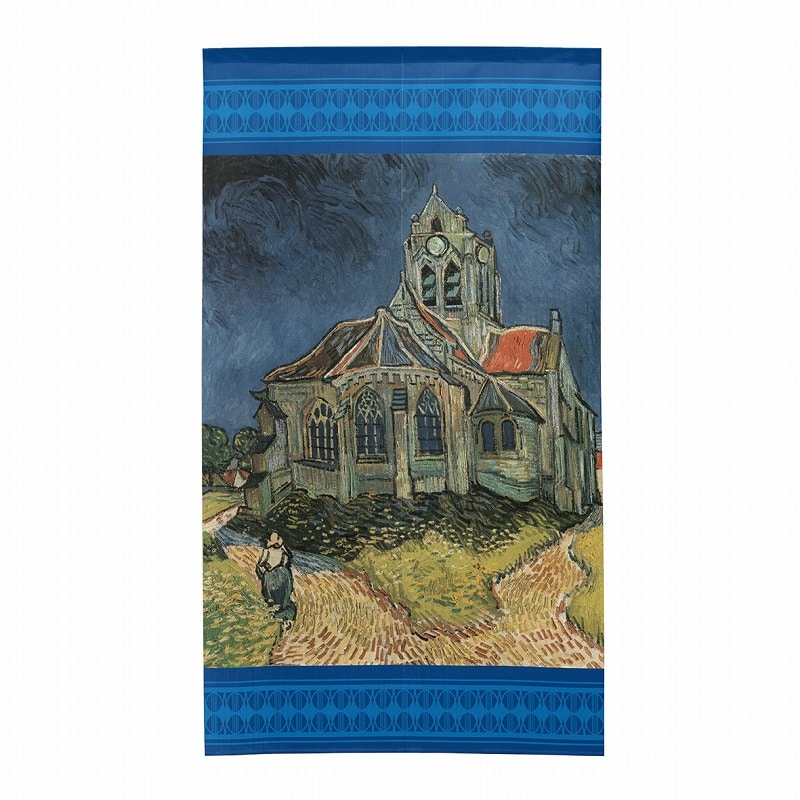 P・O・Pプロダクツ 市松レースのれん  43603　ゴッホ　オーヴェル　1 1枚（ご注文単位1枚）【直送品】