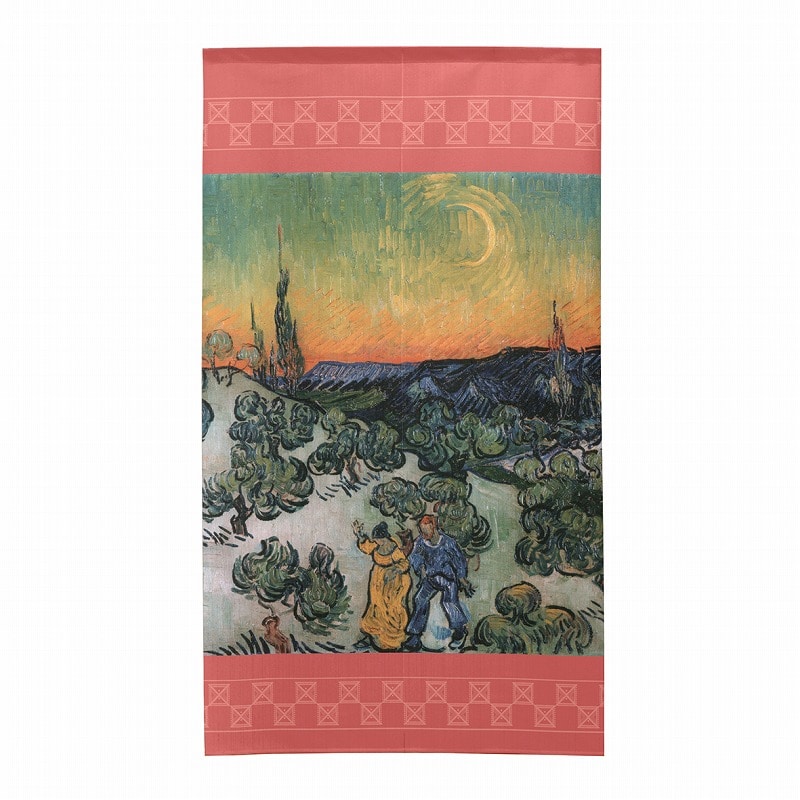 P・O・Pプロダクツ 市松レースのれん  43611　ゴッホ　歩くカップル01 1枚（ご注文単位1枚）【直送品】