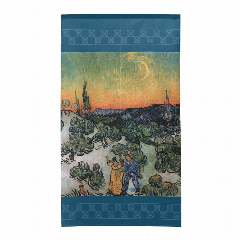 P・O・Pプロダクツ 市松レースのれん  43612　ゴッホ　歩くカップル02 1枚（ご注文単位1枚）【直送品】