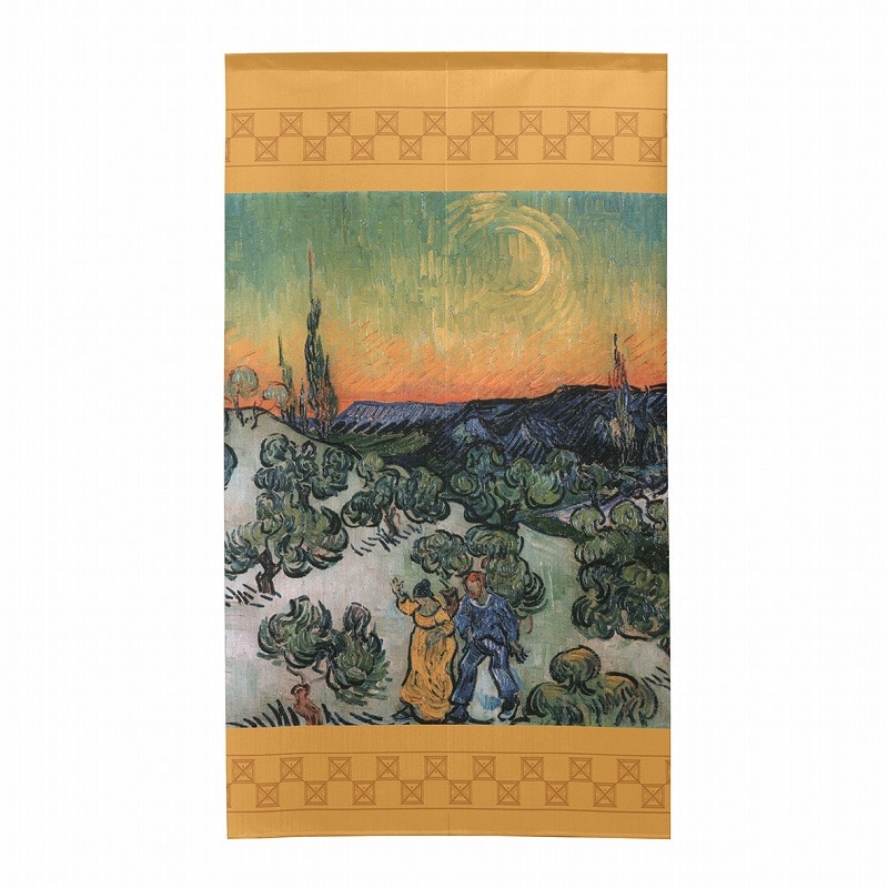 P・O・Pプロダクツ 市松レースのれん  43613　ゴッホ　歩くカップル03 1枚（ご注文単位1枚）【直送品】