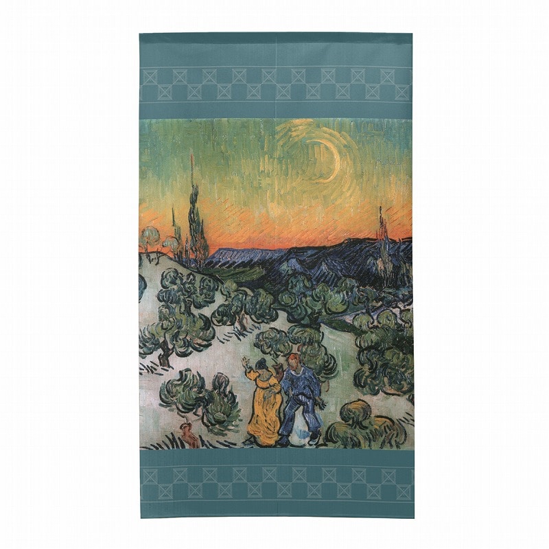 P・O・Pプロダクツ 市松レースのれん  43614　ゴッホ　歩くカップル04 1枚（ご注文単位1枚）【直送品】