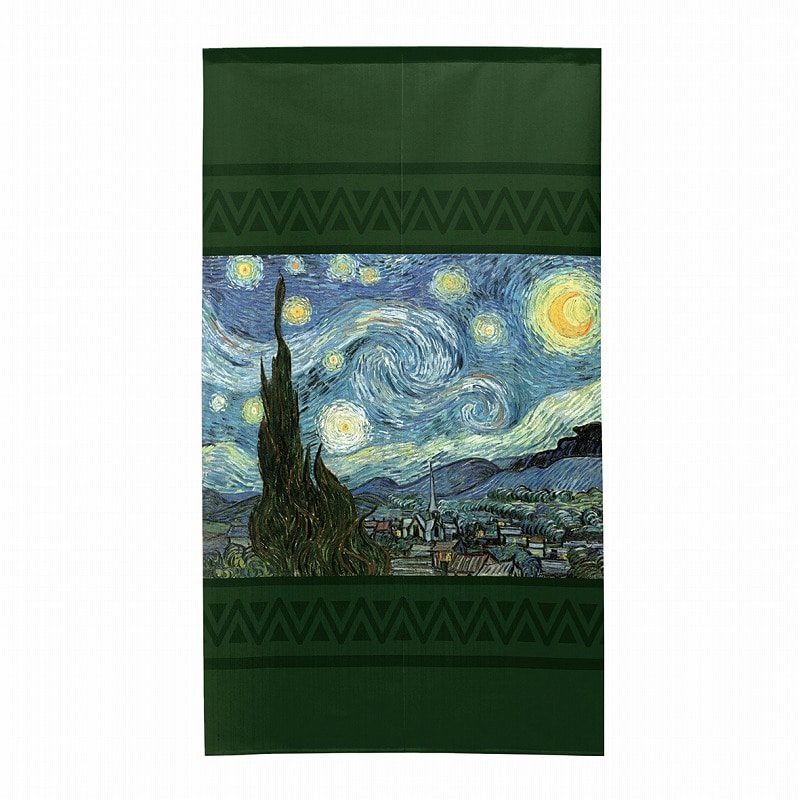 P・O・Pプロダクツ 市松レースのれん  43625　ゴッホ　星月夜　3 1枚（ご注文単位1枚）【直送品】