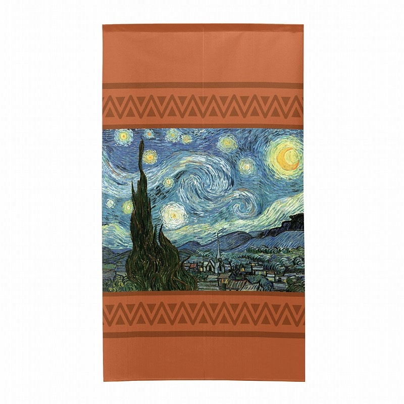 P・O・Pプロダクツ 市松レースのれん  43626　ゴッホ　星月夜　4 1枚（ご注文単位1枚）【直送品】
