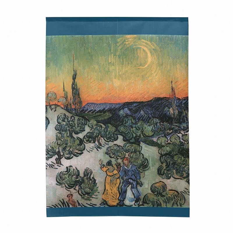 P・O・Pプロダクツ 市松レースのれん  43638　ゴッホ　歩くカップル 1枚（ご注文単位1枚）【直送品】