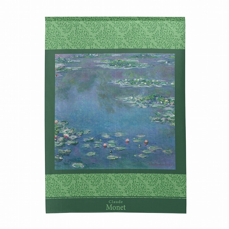 P・O・Pプロダクツ 市松レースのれん  43658　モネ　睡蓮　19062 1枚（ご注文単位1枚）【直送品】