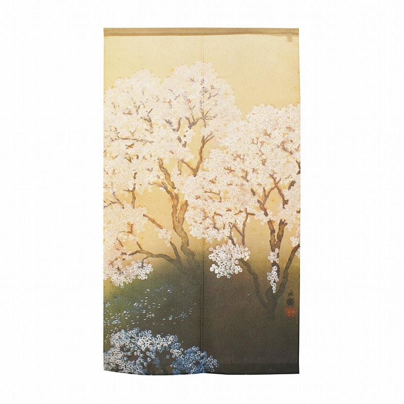 P・O・Pプロダクツ 市松レースのれん  43723　大観　桜花　3 1枚（ご注文単位1枚）【直送品】