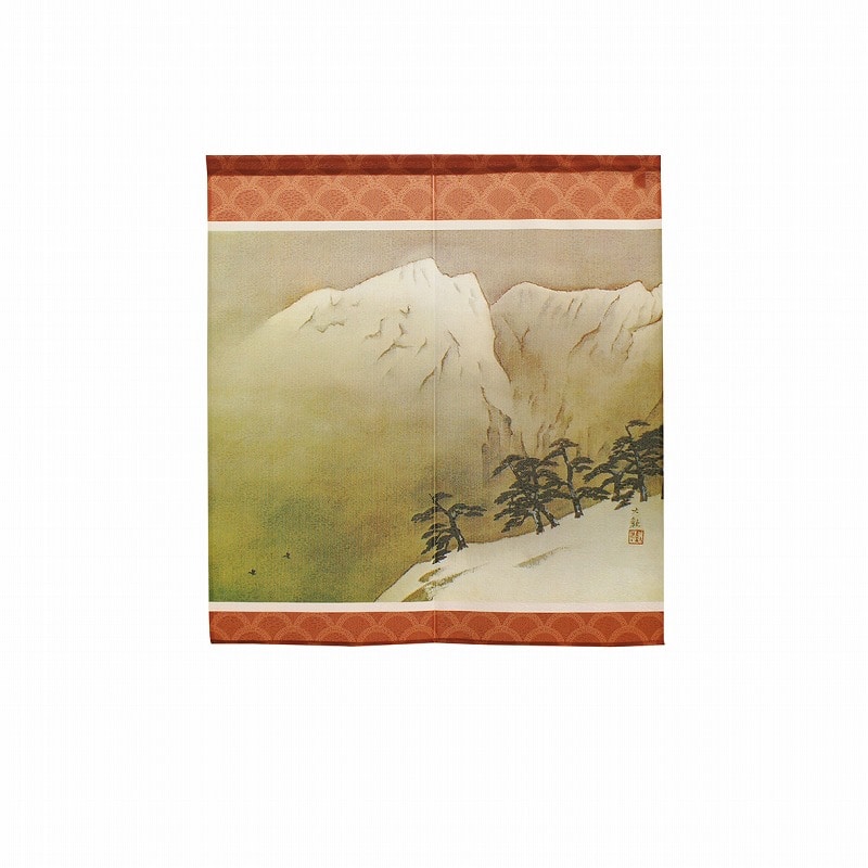 P・O・Pプロダクツ 市松レースのれん  43740　大観　雪の山　2 1枚（ご注文単位1枚）【直送品】