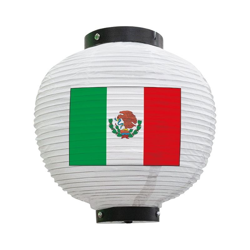 P・O・Pプロダクツ 八寸丸　フルカラービニール提灯 メキシコ　白 54412 1個（ご注文単位1個）【直送品】