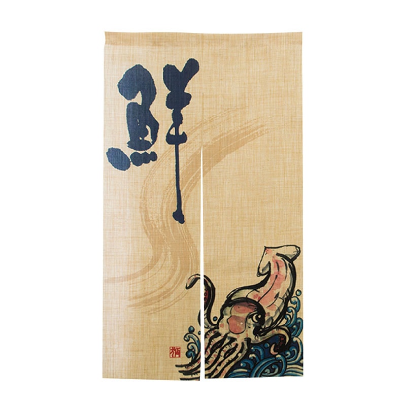 P・O・Pプロダクツ エステル麻のれん　半間  69250　いか 1枚（ご注文単位1枚）【直送品】