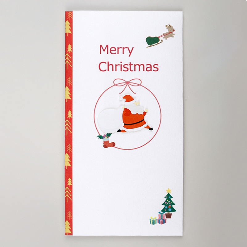 伊予結納センター ペーパーカットマスコット付き金封 メリークリスマス 走るサンタ TPC-035 1枚（ご注文単位5枚）【直送品】