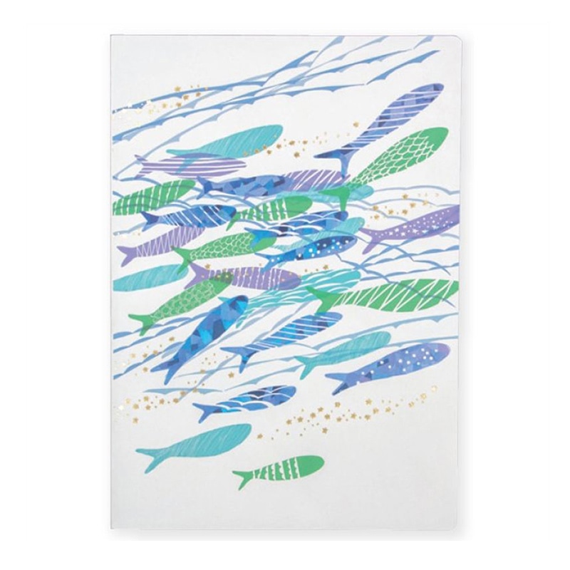 フタバ ROKKAKU 箔押し無地ノート A5サイズ みすゞうた 大漁 1パック（ご注文単位3パック）【直送品】