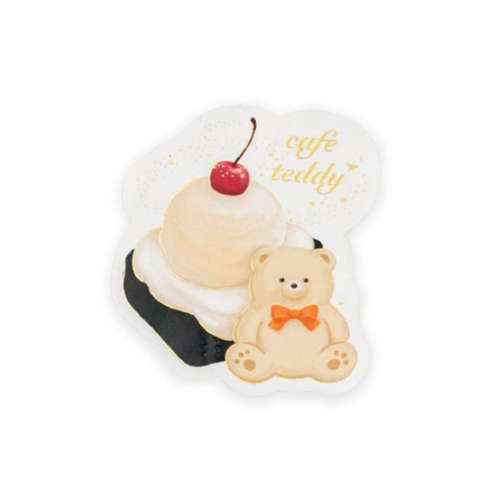 フタバ ROKKAKU 箔押しステッカー cafe teddy ケーキ 1パック（ご注文単位5パック）【直送品】