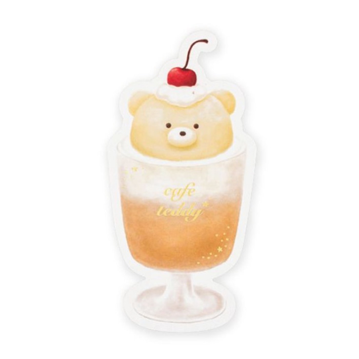 フタバ ROKKAKU 箔押しステッカー cafe teddy フロート 1パック（ご注文単位5パック）【直送品】