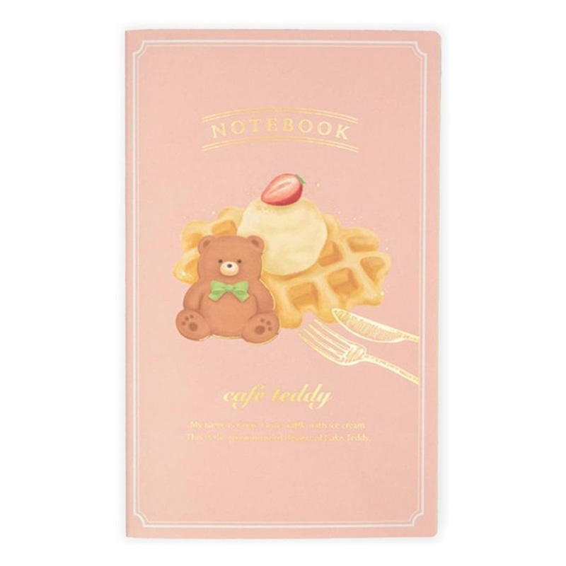 フタバ ROKKAKU A5スリムノート cafe teddy ワッフル 1パック（ご注文単位5パック）【直送品】