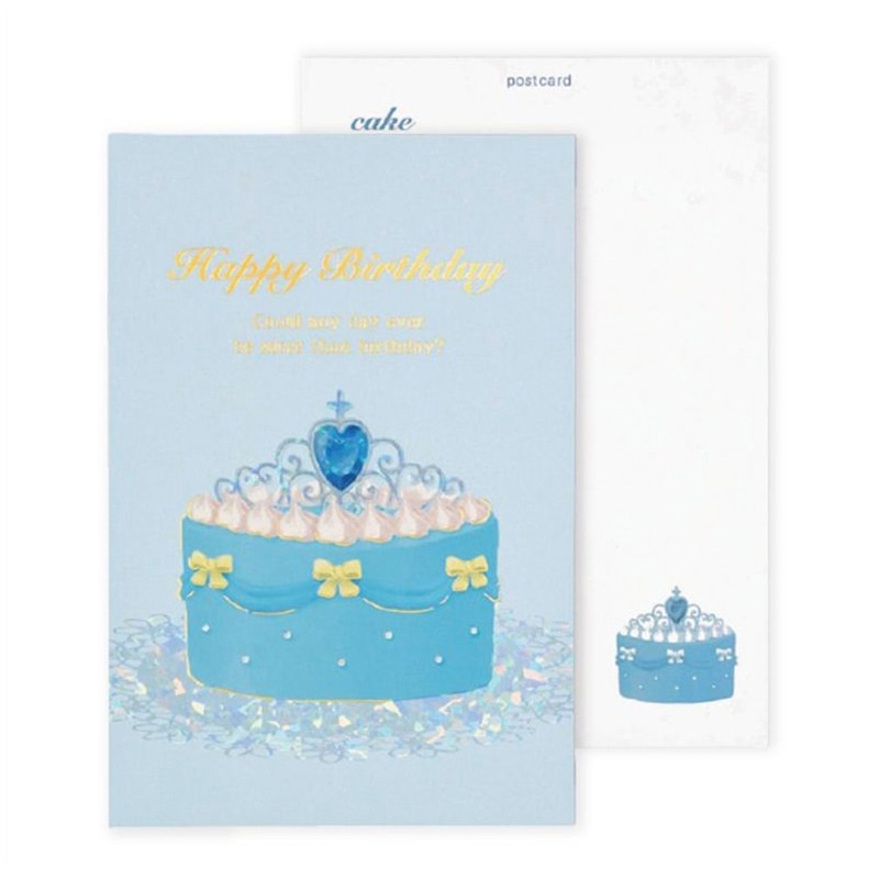 フタバ ROKKAKU 箔押しバースデーカード ケーキ ブルー 1パック(ご注文単位5パック)【直送品】