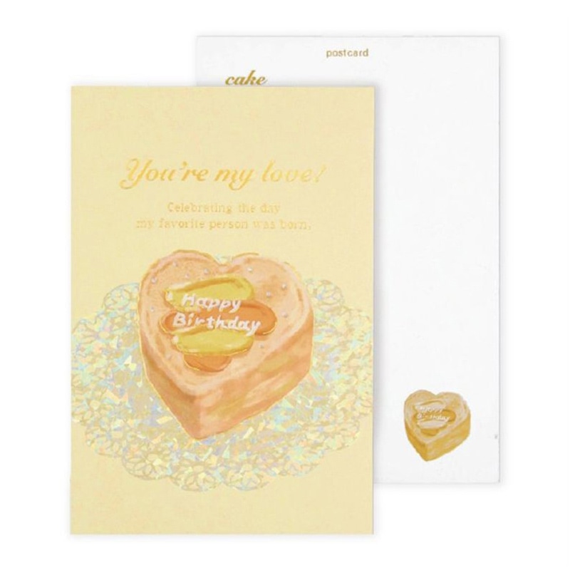 フタバ ROKKAKU 箔押しバースデーカード ケーキ イエロー 1パック(ご注文単位5パック)【直送品】