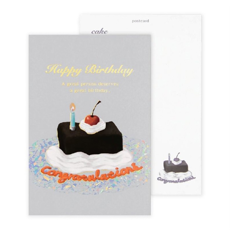 フタバ ROKKAKU 箔押しバースデーカード ケーキ チョコ 1パック(ご注文単位5パック)【直送品】