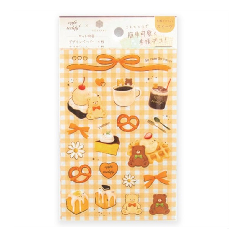 フタバ ROKKAKU 手帳デコセット cafe teddy スイーツ 1パック（ご注文単位5パック）【直送品】