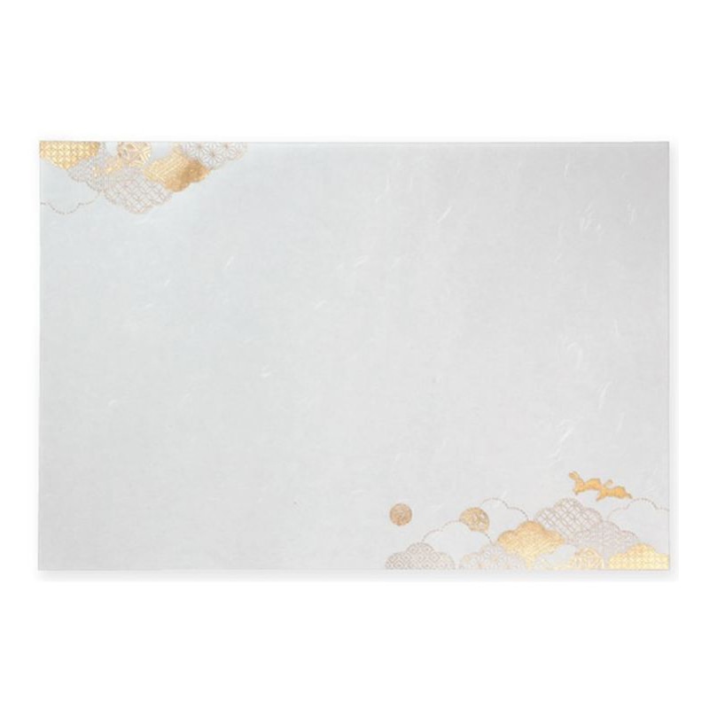 フタバ ROKKAKU 箔押し御膳敷紙 3枚入 毬うさぎ 1パック（ご注文単位5パック）【直送品】