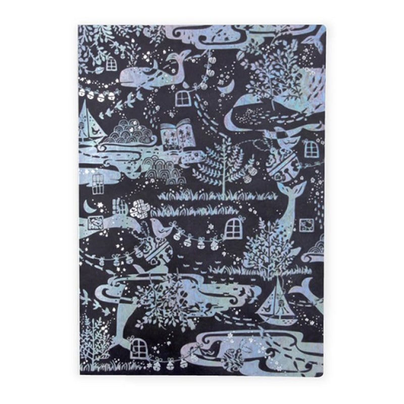 フタバ ROKKAKU 箔押し無地ノート A5サイズ みすゞうた 鯨法会 1パック（ご注文単位3パック）【直送品】