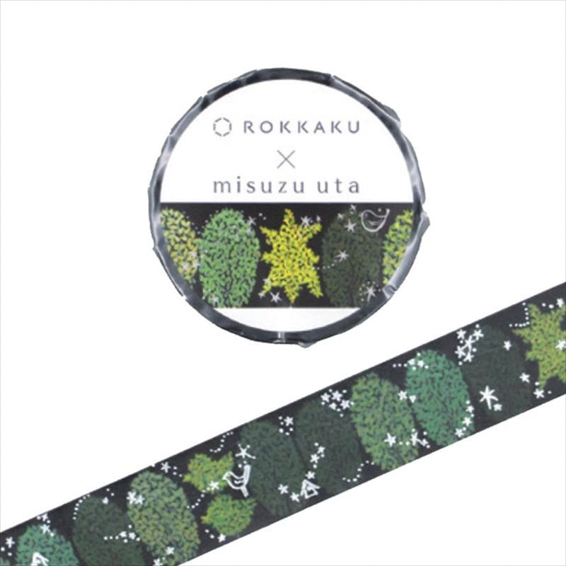 フタバ ROKKAKU 箔押しマスキングテープ みすゞうた 木 1パック（ご注文単位5パック）【直送品】