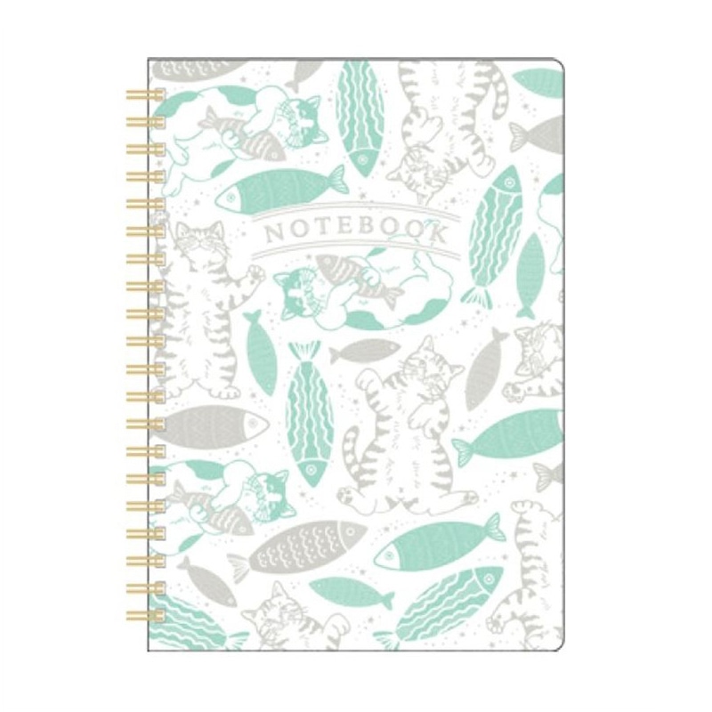 フタバ ROKKAKU 箔押しB6リングノート キャットアート コレクション fish 1パック（ご注文単位3パック）【直送品】