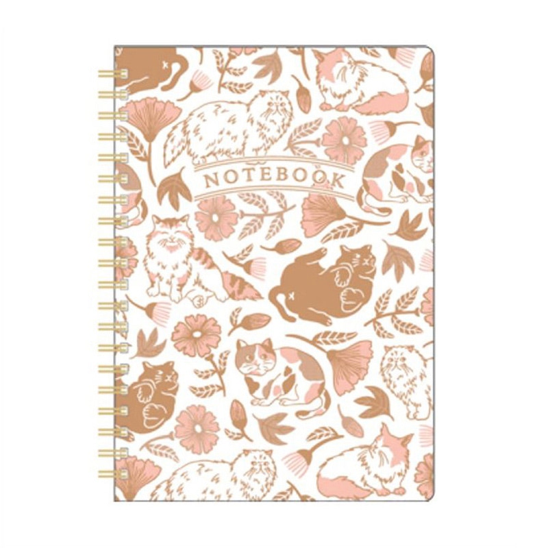 フタバ ROKKAKU 箔押しB6リングノート キャットアート コレクション flower 1パック（ご注文単位3パック）【直送品】