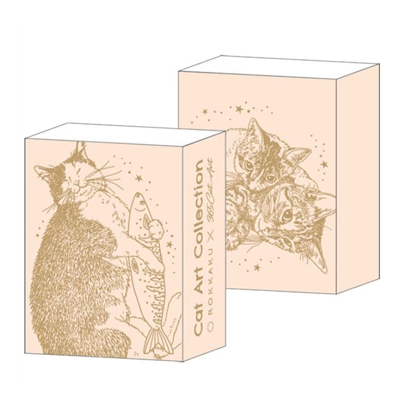 フタバ ROKKAKU メモ入りミニBOX キャットアート コレクション アイボリー 1パック（ご注文単位5パック）【直送品】