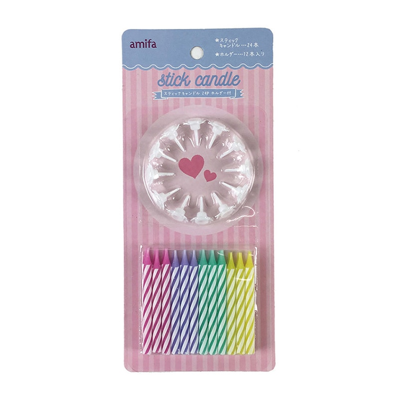 アミファ スティックキャンドル 24本入 ホルダー付 1束(ご注文単位150束)【直送品】