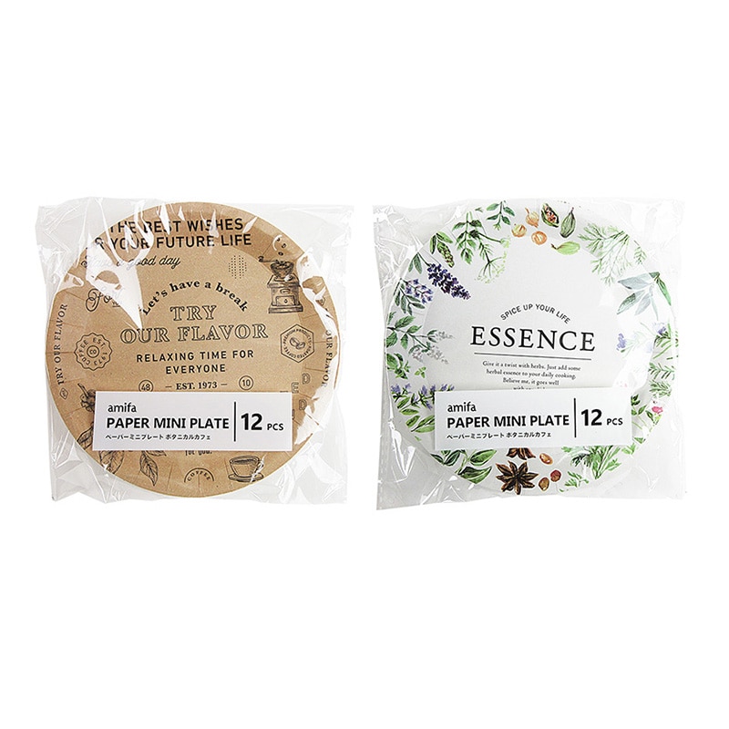 アミファ ペーパーミニプレート 12枚入 ボタニカルカフェ 1個（ご注文単位150個）【直送品】