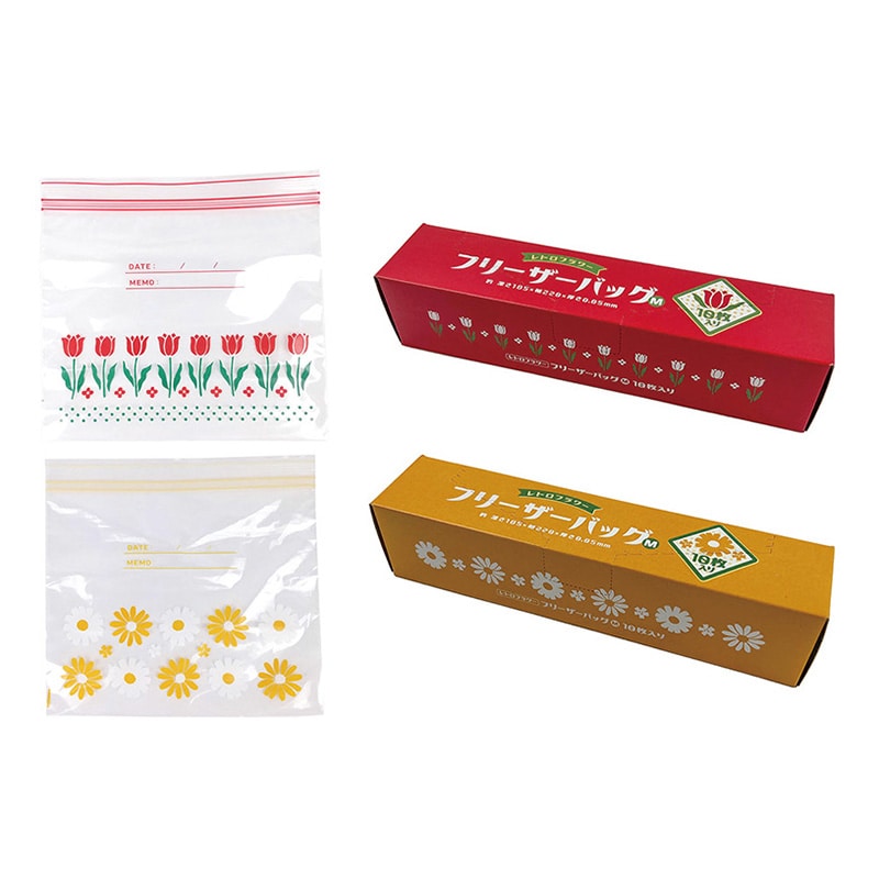 アミファ フリーザーバッグ M 10枚入 レトロフラワー 1束(ご注文単位150束)【直送品】