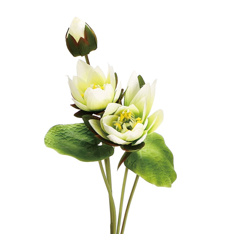 紅石 アートフラワー ロータス グリーン/ホワイト K-685-73 1本（ご注文単位12本）【直送品】