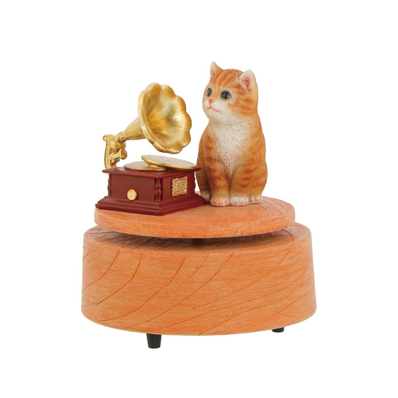 紅石 オルゴール キャット シューベルト 子守唄 QB-007Y 1個（ご注文単位1個）【直送品】