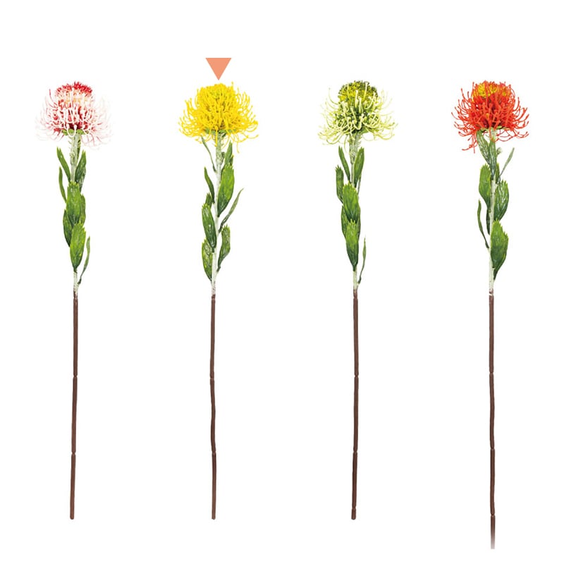 紅石 アートフラワー ピンクッション イエロー K-691-4 1本（ご注文単位12本）【直送品】