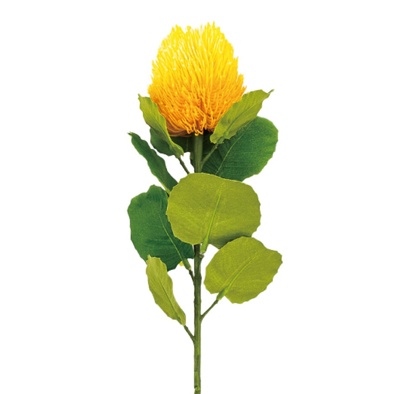 紅石 アートフラワー スモールバンクシア イエロー K-692-4 1本（ご注文単位12本）【直送品】